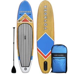 10'10" Woodgrain Voyager Inflatable SUP Package