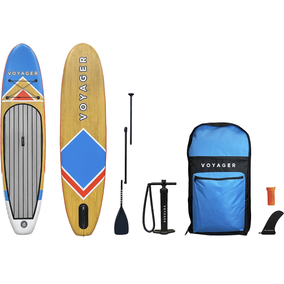 10'10" Woodgrain Voyager Inflatable SUP Package