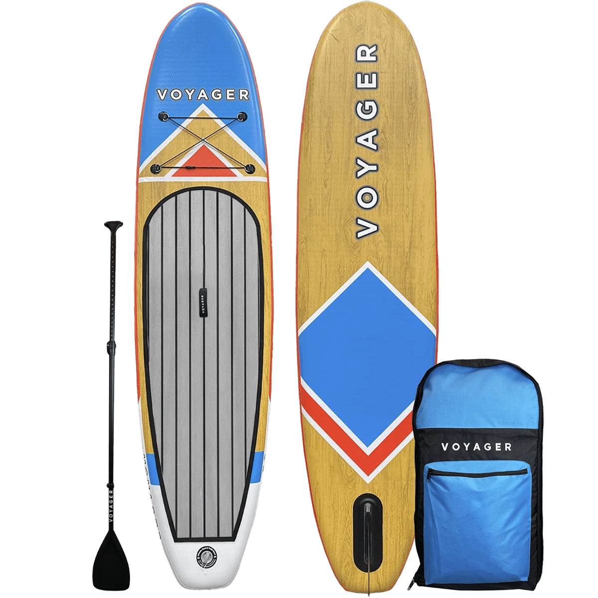 10'10" Woodgrain Voyager Inflatable SUP Package