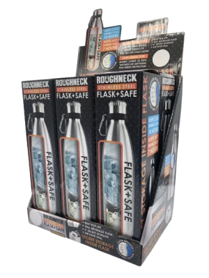 18 oz Stainless-Steel Flask and Safe - 6 Pieces Per Retail Ready Display 22931