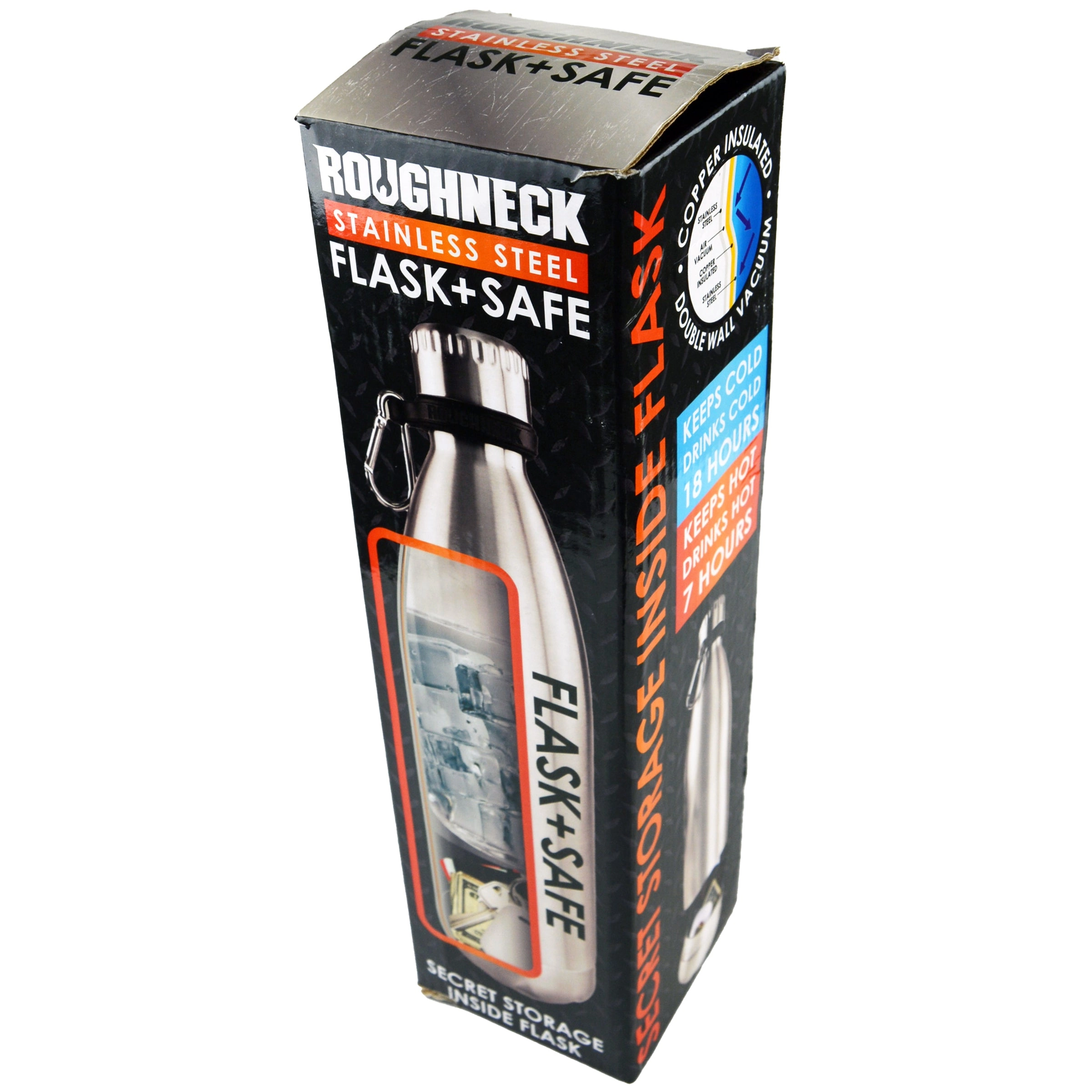 18 oz Stainless-Steel Flask and Safe - 6 Pieces Per Retail Ready Display 22931