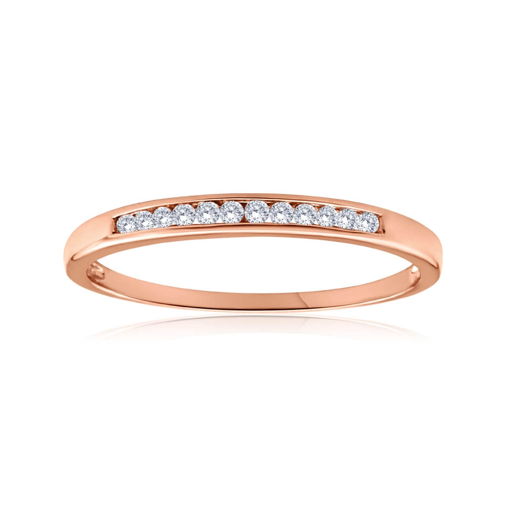 9ct Rose Gold Ring With 0.1 Carats Of Channel Set Diamonds
