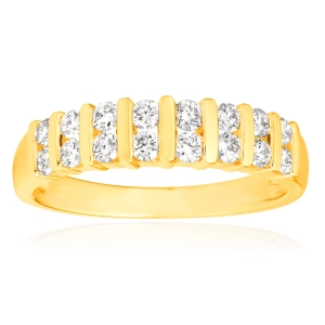 9ct Yellow Gold 1/2 Carat Double Row Channel Set Diamond Ring