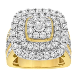 9ct Yellow Gold 3.05 Carat Diamond Ring with Brilliant and Tapered Baguette Diamonds