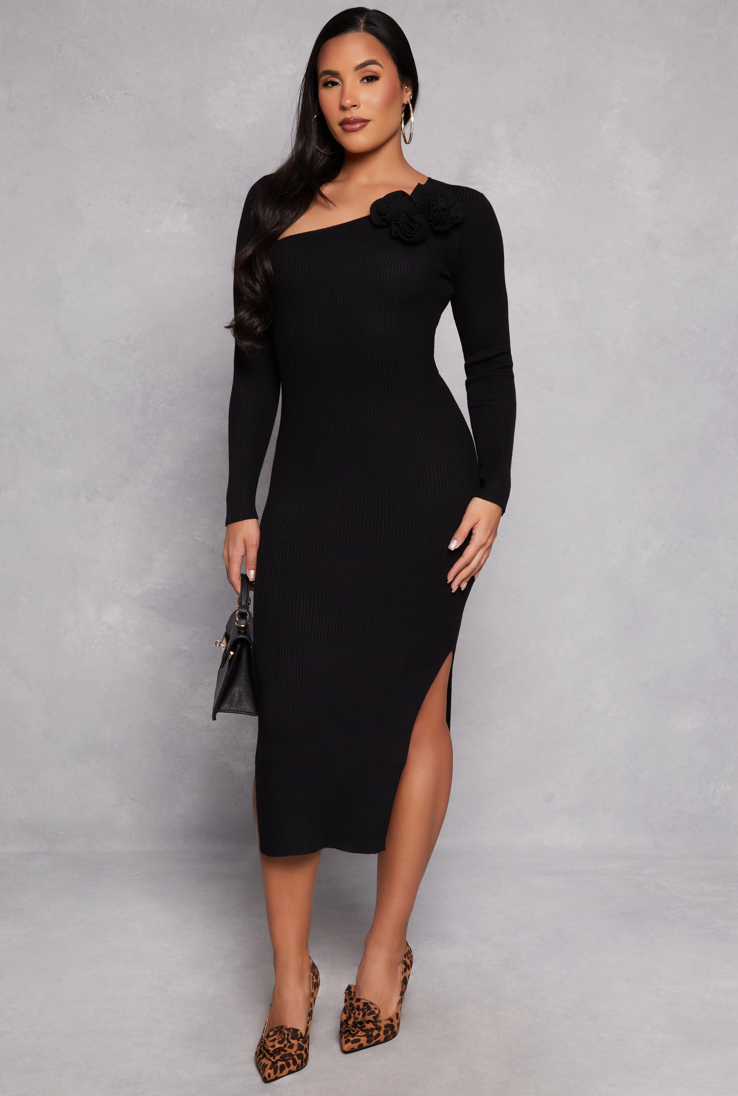 Almost Famous 3D Rose Sweater Dress
