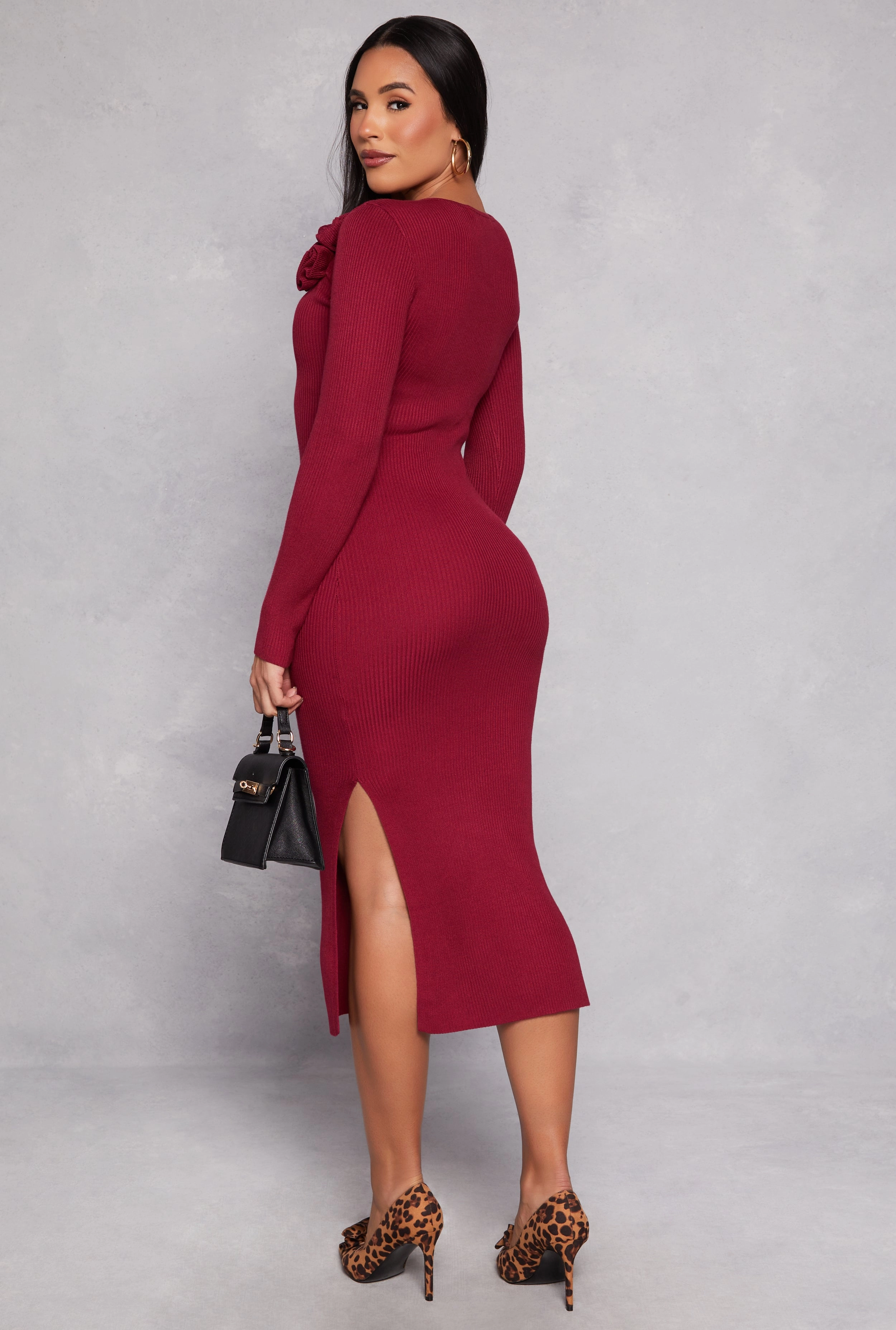 Almost Famous 3D Rose Sweater Dress