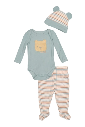 Baby Boys 0-9M Cuddle With Me Graphic Bodysuit and Footed Pants with Hat