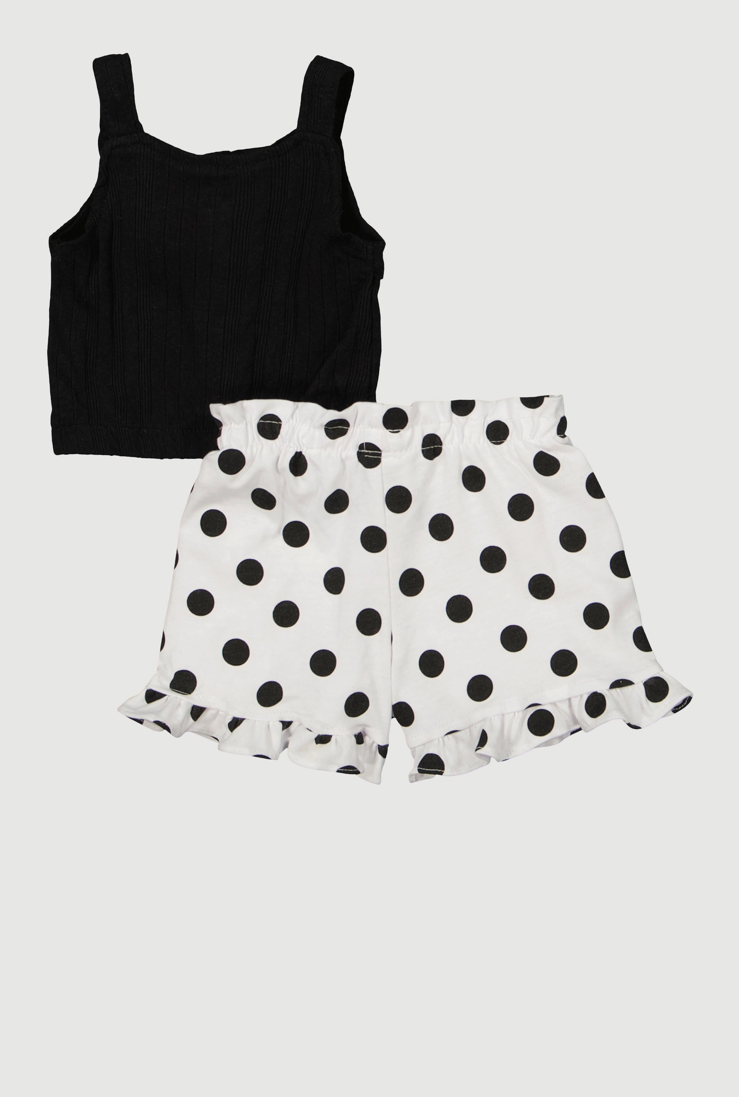 Baby Girls 12-24M Button Front Tank Top and Polka Dot Shorts