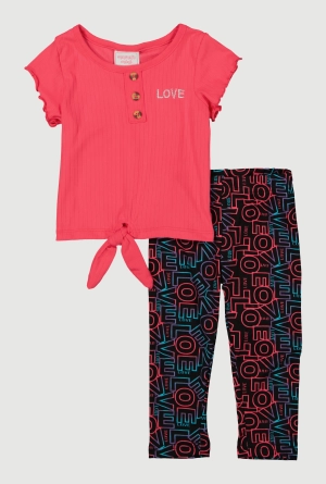 Baby Girls 12-24M Love Graphic Tie Front Top and Leggings