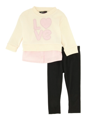 Baby Girls 12-24M Love Striped Hem Sweatshirt and Leggings