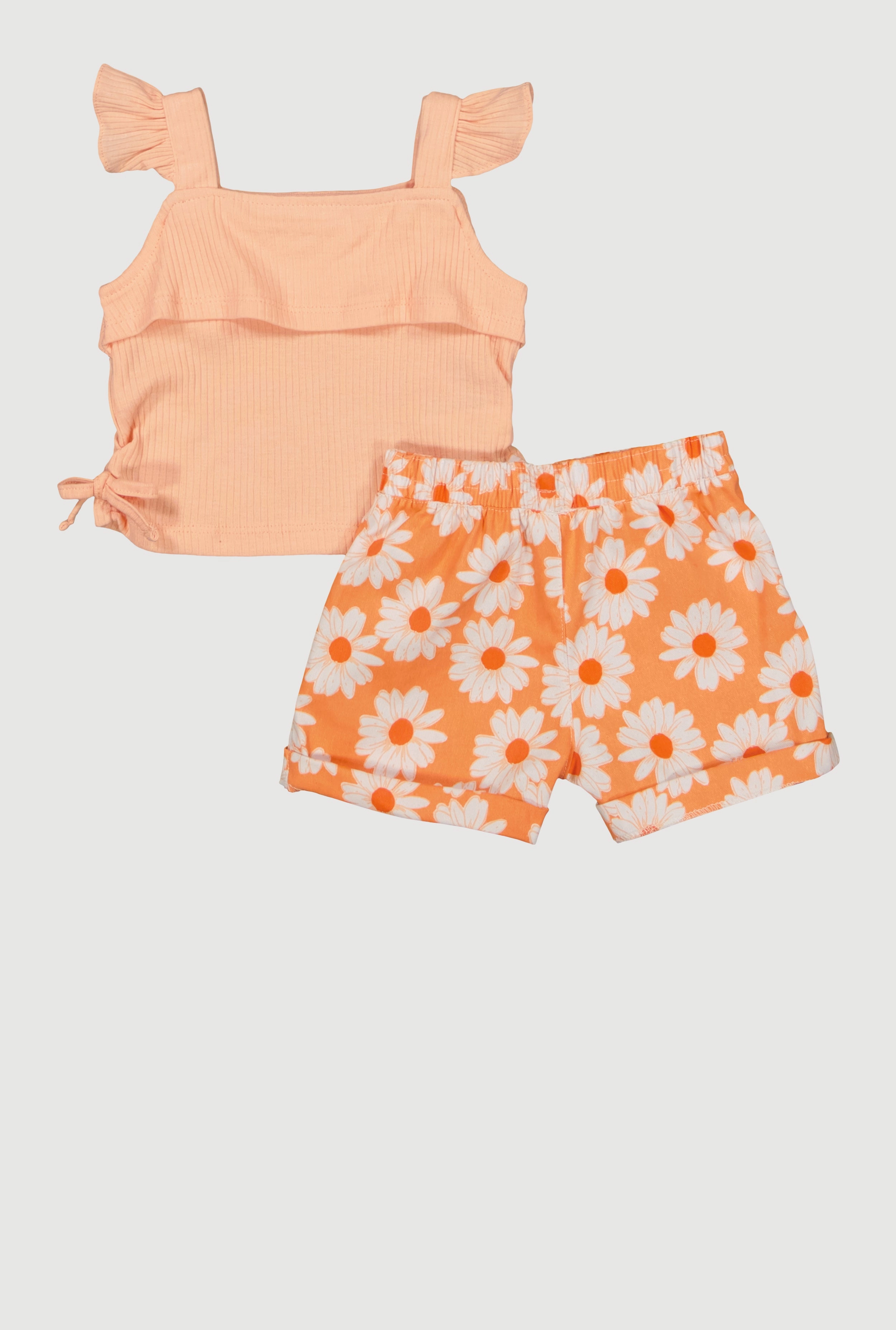 Baby Girls 12-24M Ribbed Knit Sleeveless Top and Floral Shorts