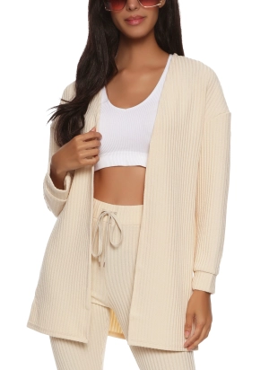 Basic Ribbed Knit Cardigan