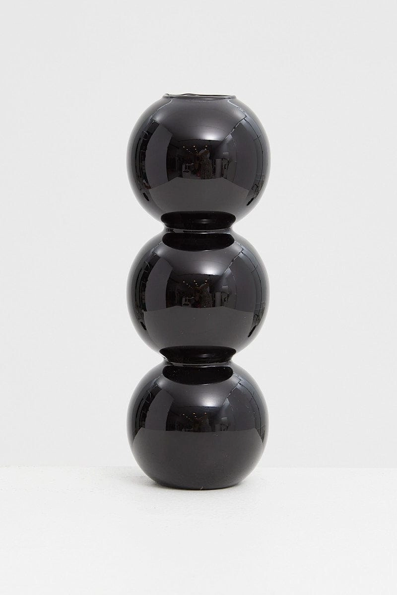 Black Bubble Glass Candle Holder and Vase