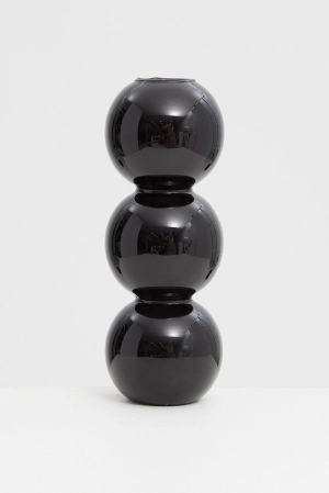 Black Bubble Glass Candle Holder and Vase