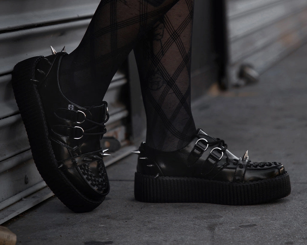 Black Leather Spike Viva Mondo Creeper