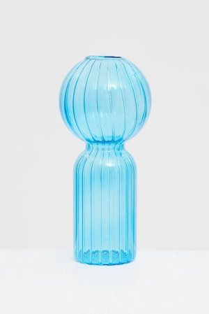 Blue Glass Candle Holder and Vase