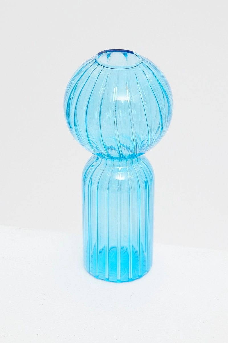Blue Glass Candle Holder and Vase