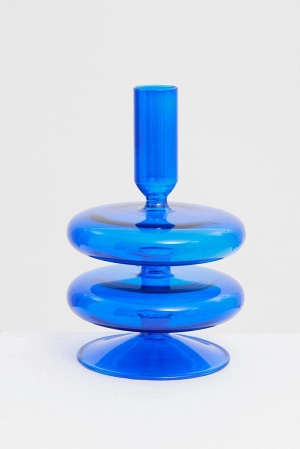Blue Glass Candle Holder and Vase
