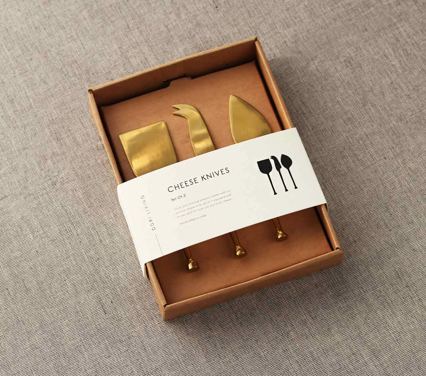 CHEESE KNIFE SET OF 3 - GOLD