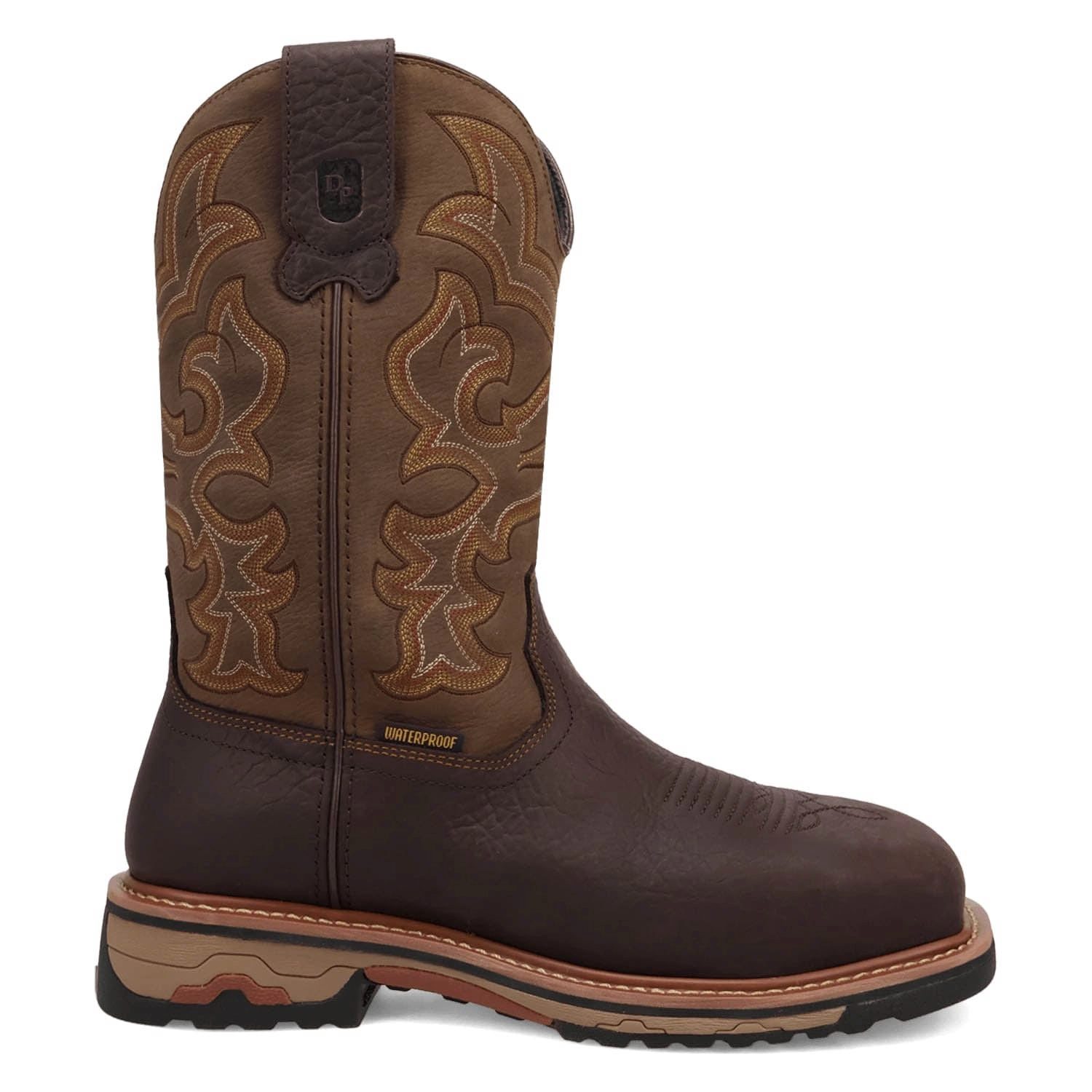 Dan Post Mens Duster Waterproof Steel Toe Dark Brown/Olive Leather Work Boots