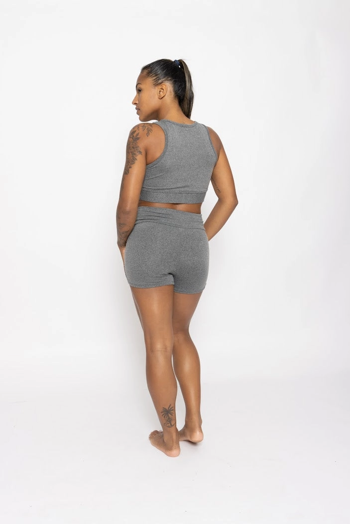 Gather Leg Shorts, Mixed Gray, Supplex