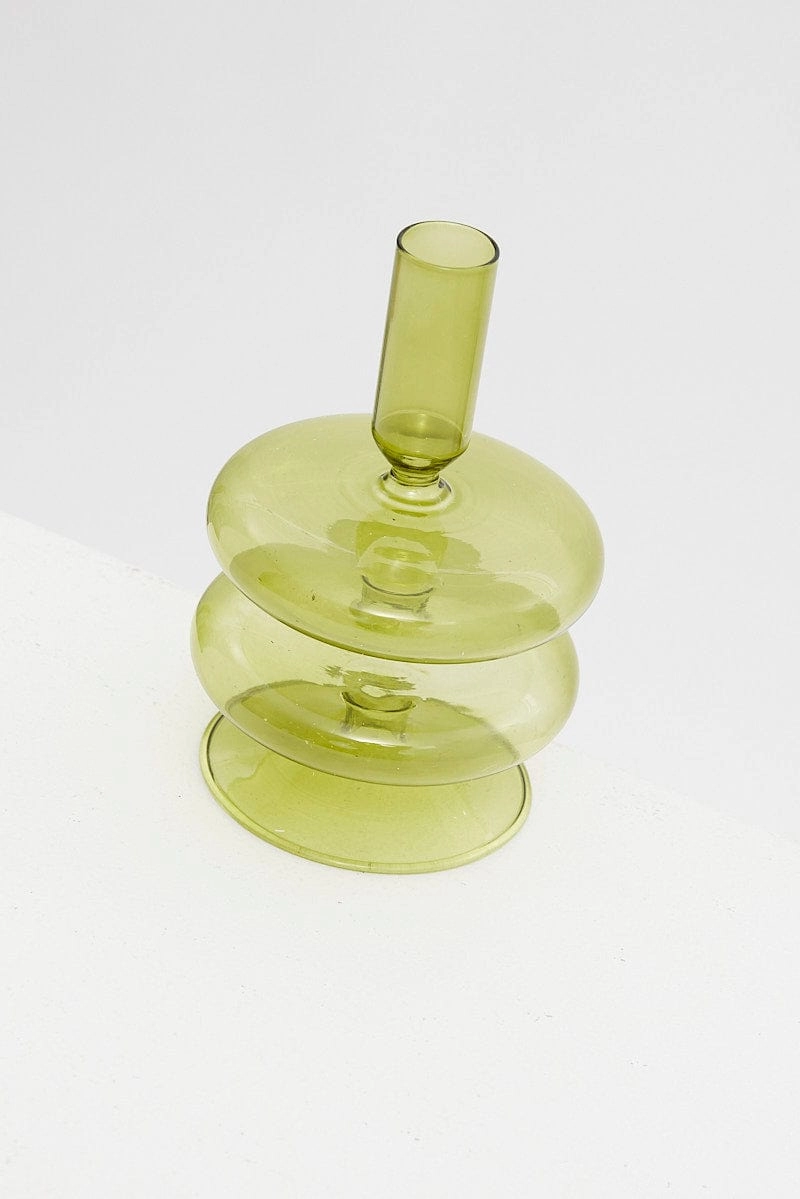 Green Glass Candle Holder and Vase