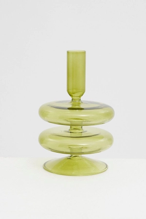 Green Glass Candle Holder and Vase