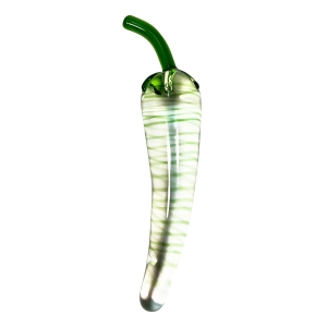 GREEN SWIRLING STRIPES PEPPER SHAPED GLASS DILDO
