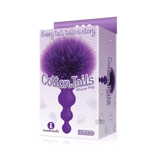 Icon Brands - The 9's, Cottontails, Silicone Bunny Tail Butt Plug, Beaded, Purple