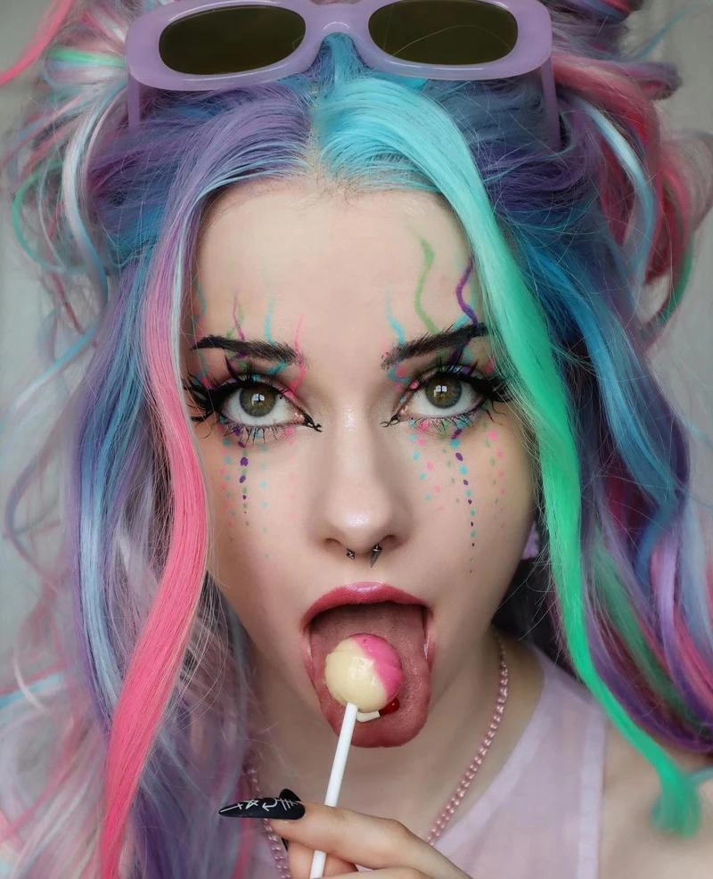 IMstyle mermaid Colorful Long Wave Synthetic Lace Front Cosplay Wig -N31-mermaid-raise