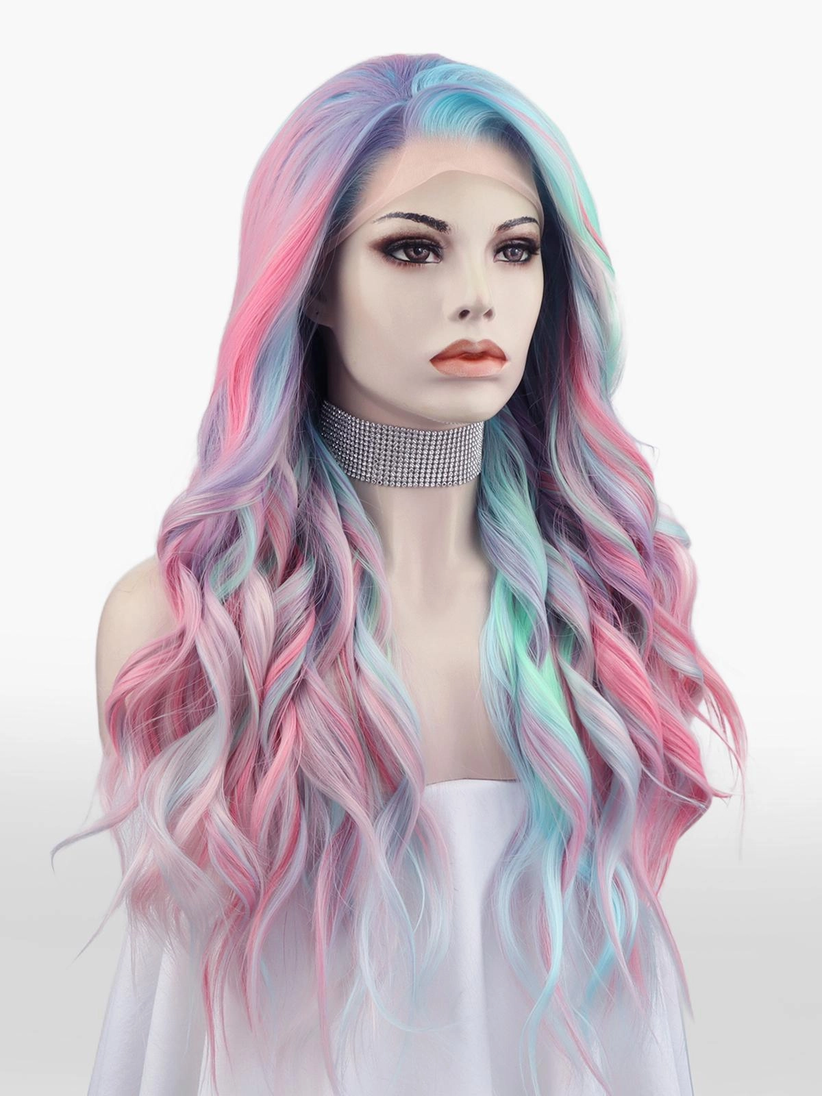 IMstyle mermaid Colorful Long Wave Synthetic Lace Front Cosplay Wig -N31-mermaid-raise