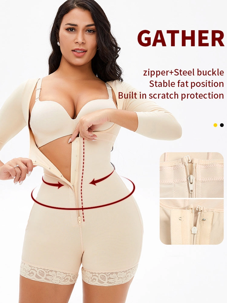 Long Sleeves Open Bust Tummy Control Body Shaper