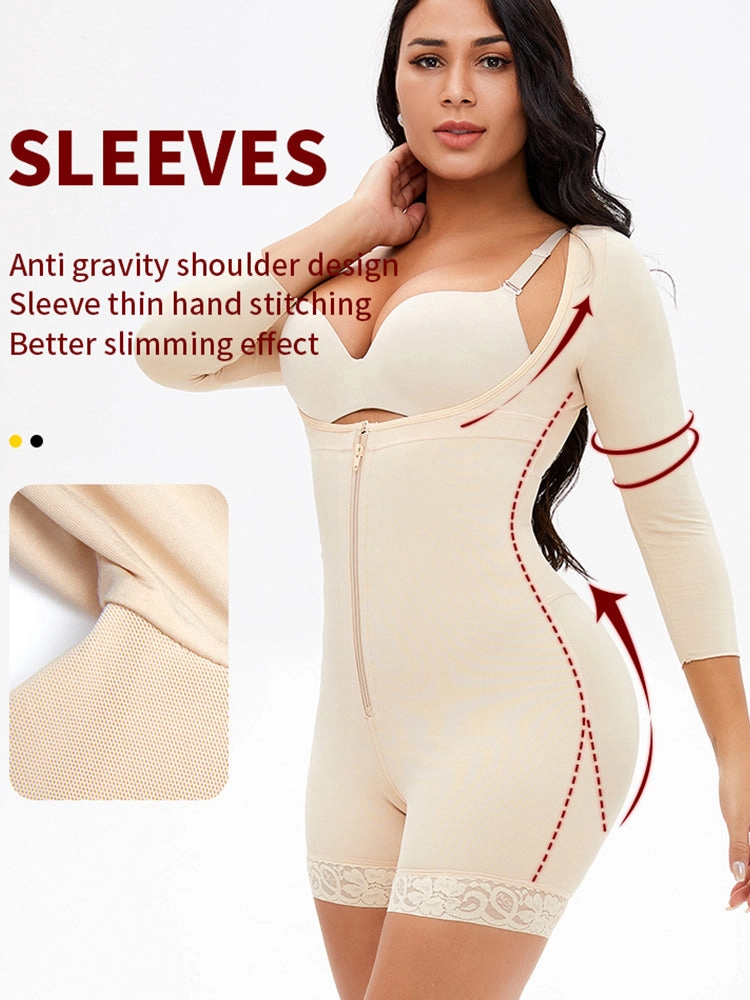 Long Sleeves Open Bust Tummy Control Body Shaper