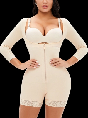 Long Sleeves Open Bust Tummy Control Body Shaper