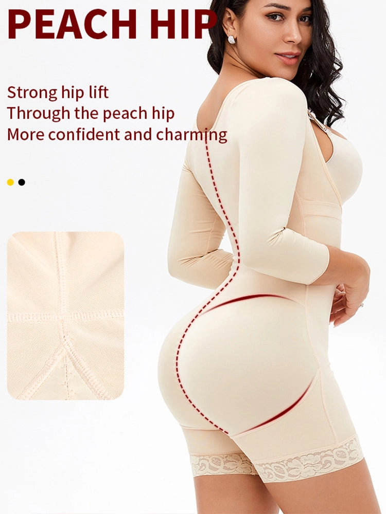 Long Sleeves Open Bust Tummy Control Body Shaper