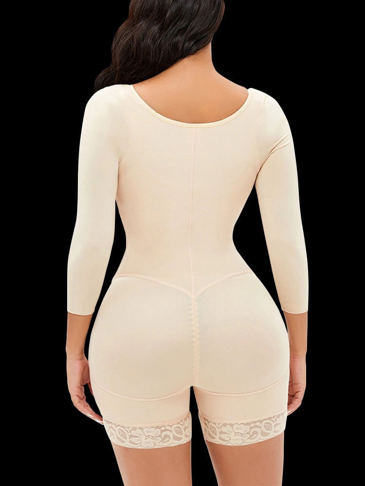 Long Sleeves Open Bust Tummy Control Body Shaper