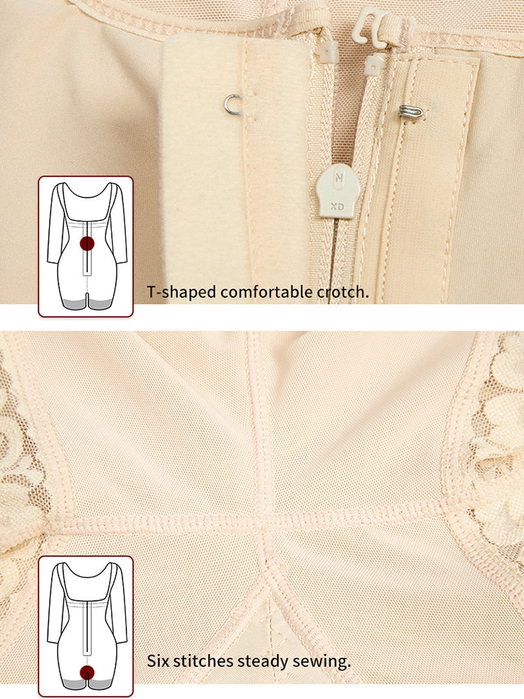 Long Sleeves Open Bust Tummy Control Body Shaper