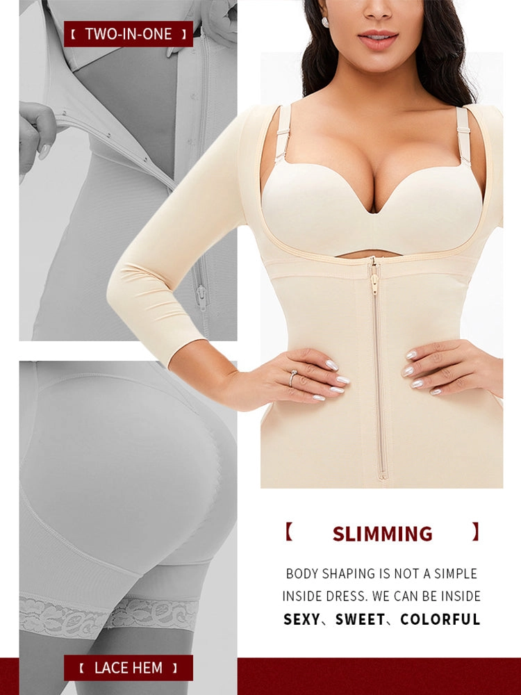 Long Sleeves Open Bust Tummy Control Body Shaper