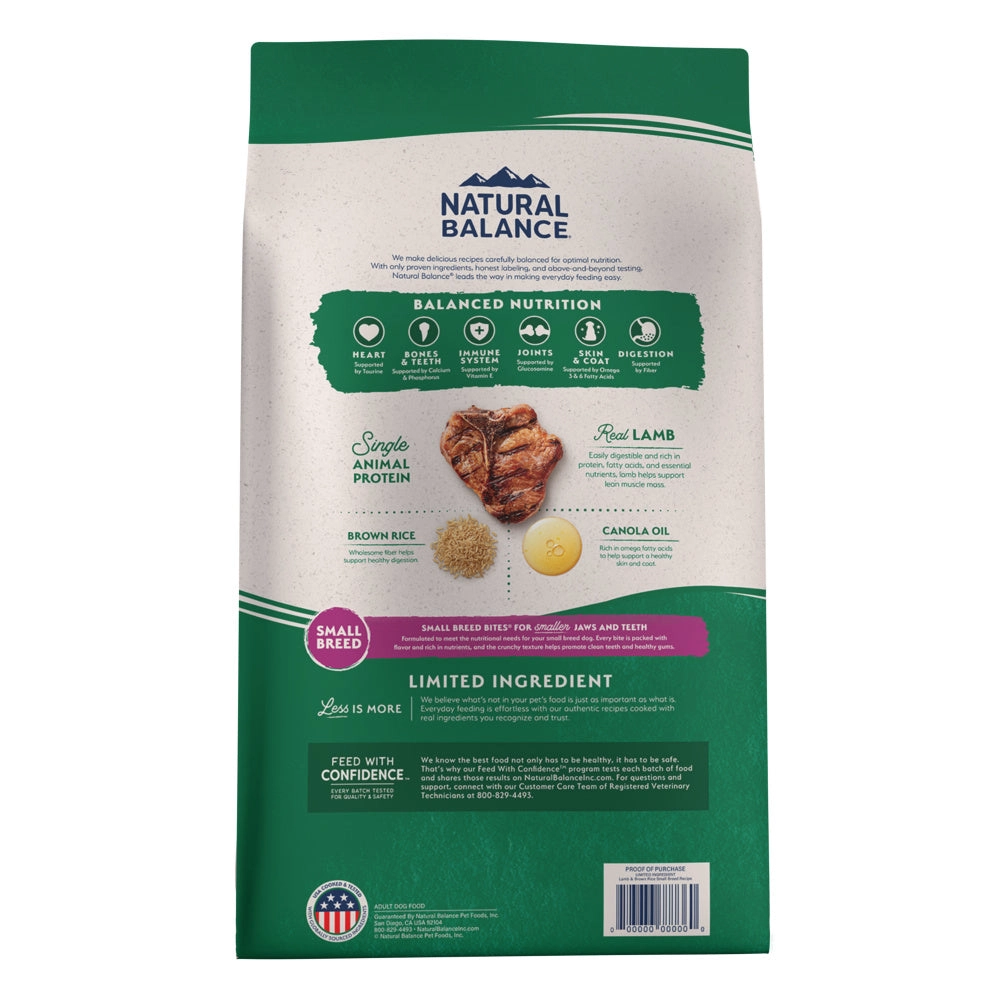 Natural Balance L.I.D. Limited Ingredient Diets Lamb & Brown Rice Formula Small Breed Bites Dry Dog Food