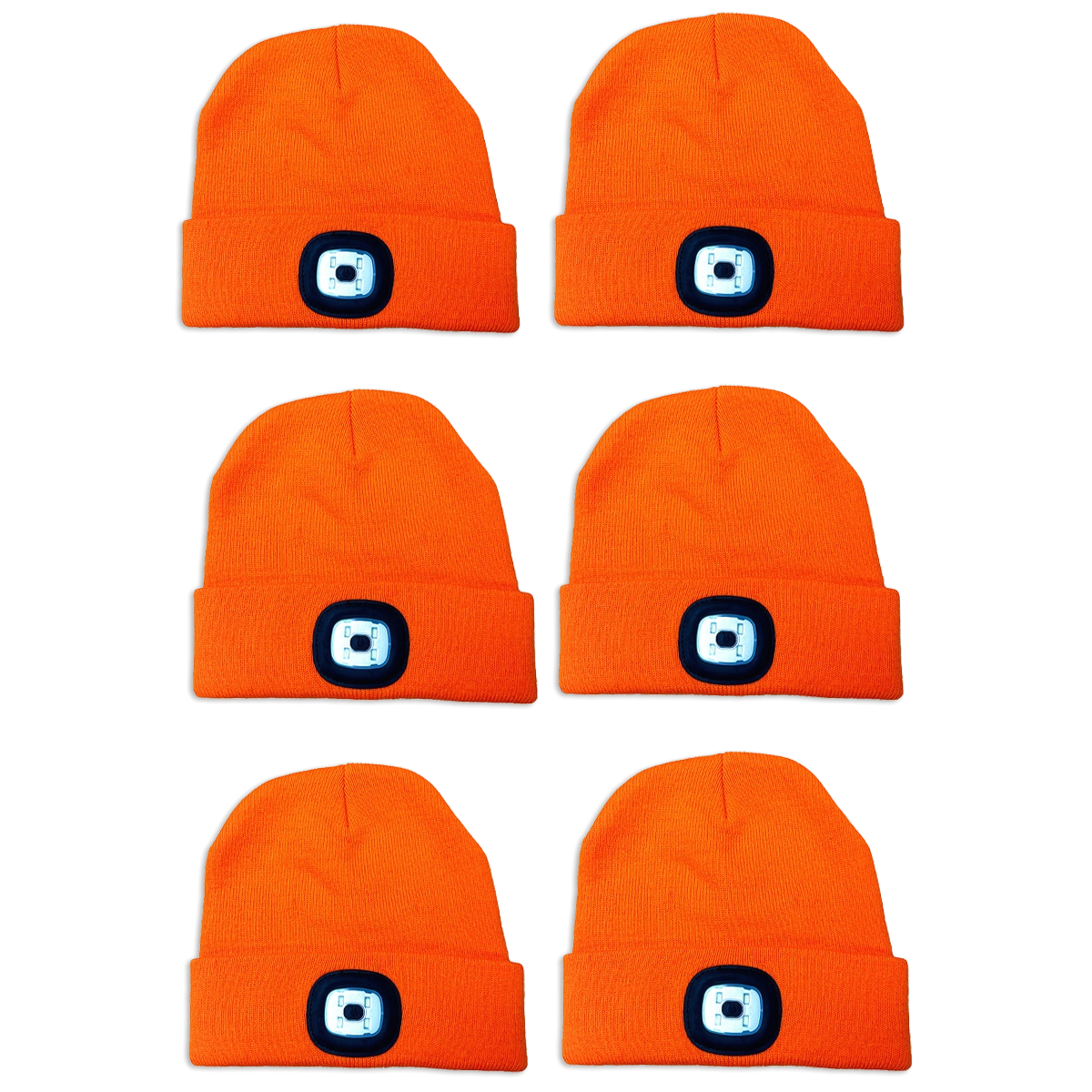 Orange LED Light Knit Hat 6 Pieces Per Pack 41598