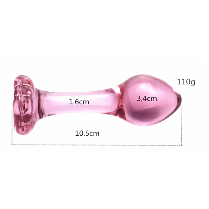 Pink Butt Plug Glass Pink Anal Plug for Women Men
