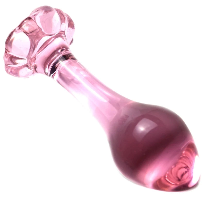 Pink Butt Plug Glass Pink Anal Plug for Women Men