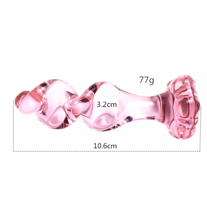 Pink Butt Plug Glass Pink Anal Plug for Women Men
