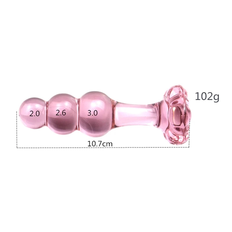 Pink Butt Plug Glass Pink Anal Plug for Women Men