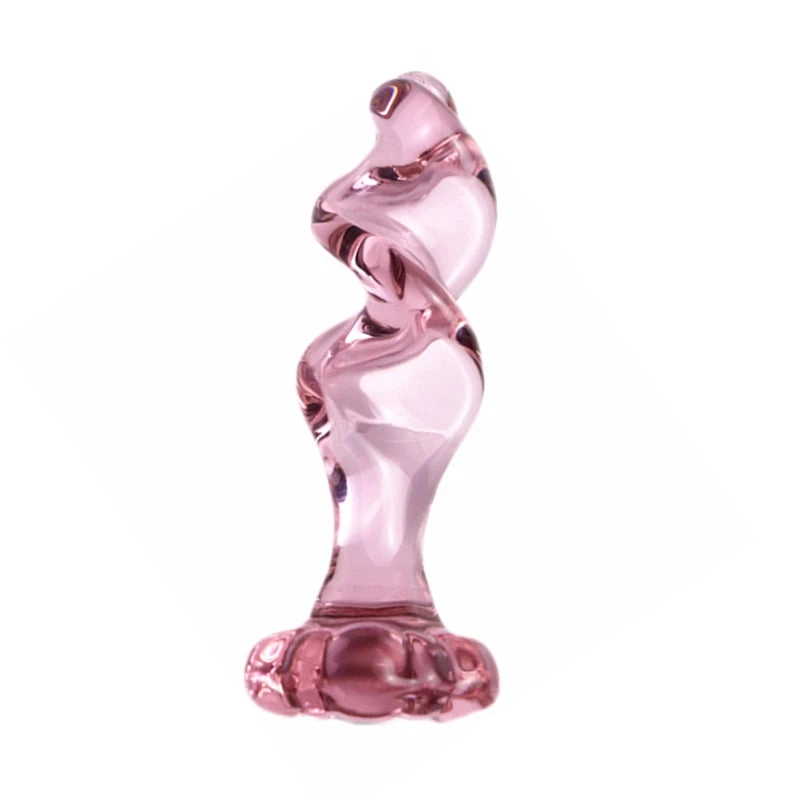 Pink Butt Plug Glass Pink Anal Plug for Women Men