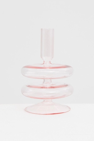 Pink Glass Candle Holder and Vase
