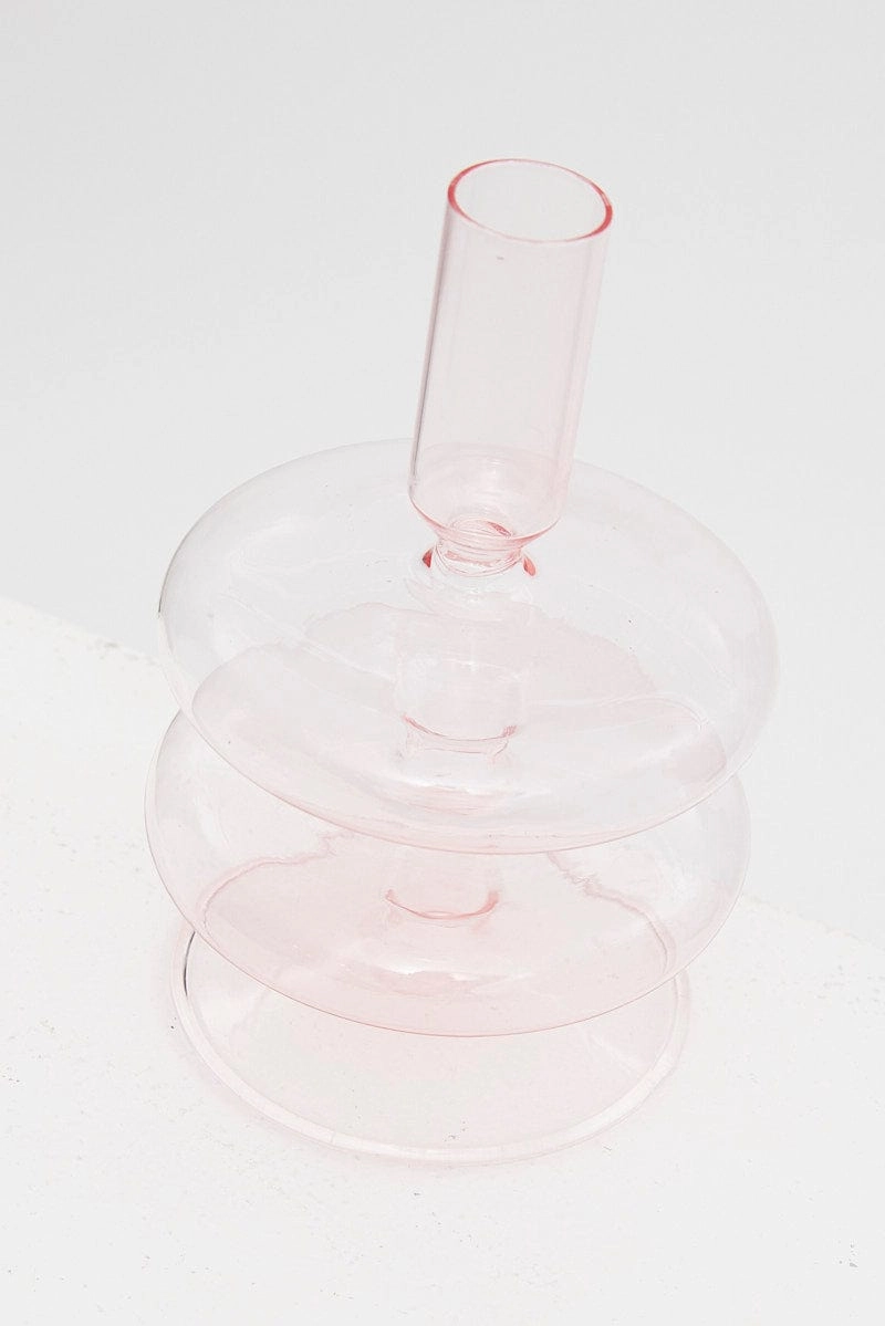 Pink Glass Candle Holder and Vase