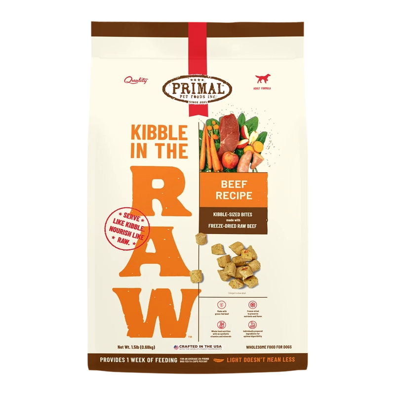 Primal Pet Foods Kibble in the Raw Beef Recipe for Dogs