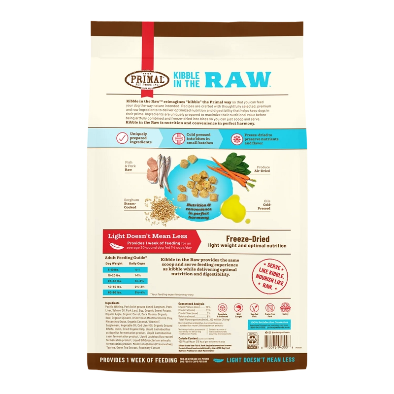 Primal Pet Foods Kibble in the Raw Fish & Pork Recipe for Dogs