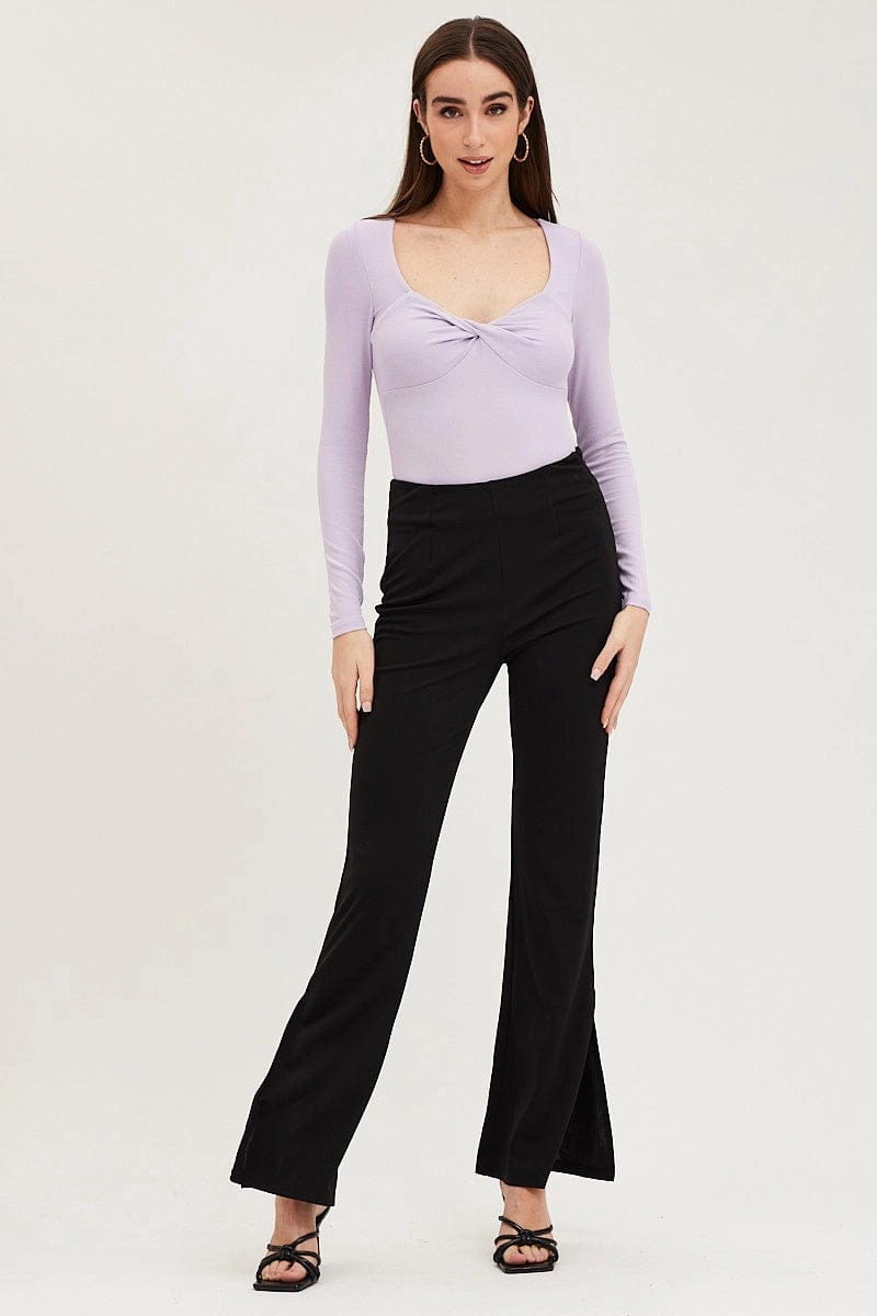 Purple Twist Front Top Ribbed